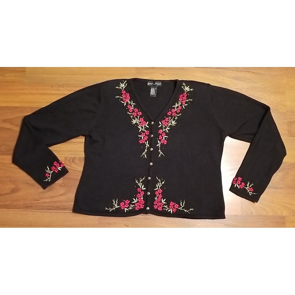 Work in Progress XL Holiday Sweater Black Embroidered Detail Christmas       T13
